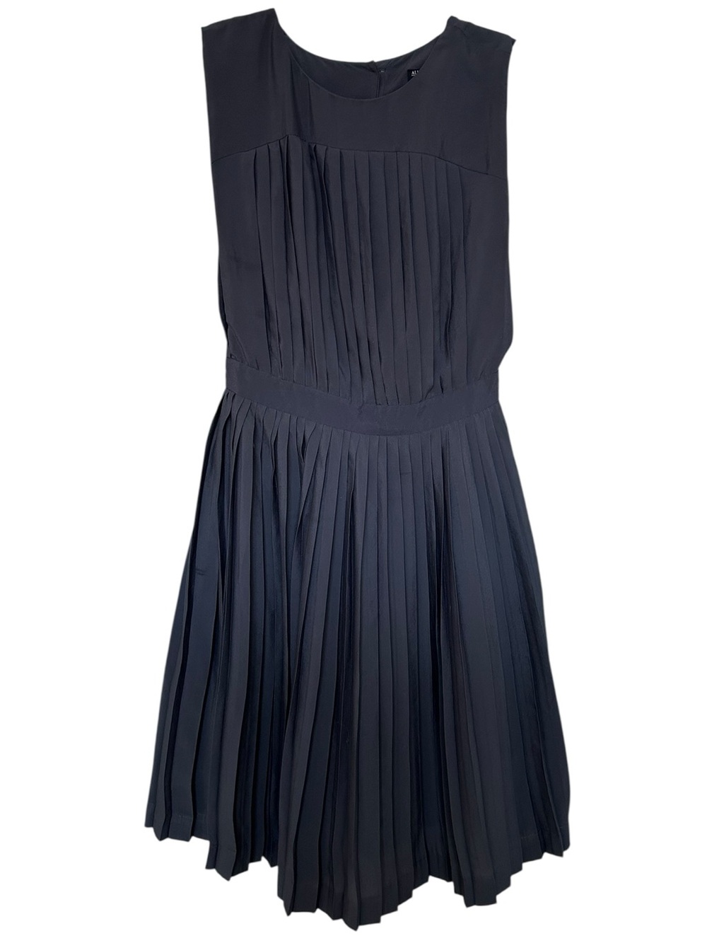 AllSaints Navy Pleated Sleeveless Midi Dress